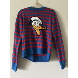 Disney X Forever 21 Retro Style Striped Donald Duck Sweater Size Medium